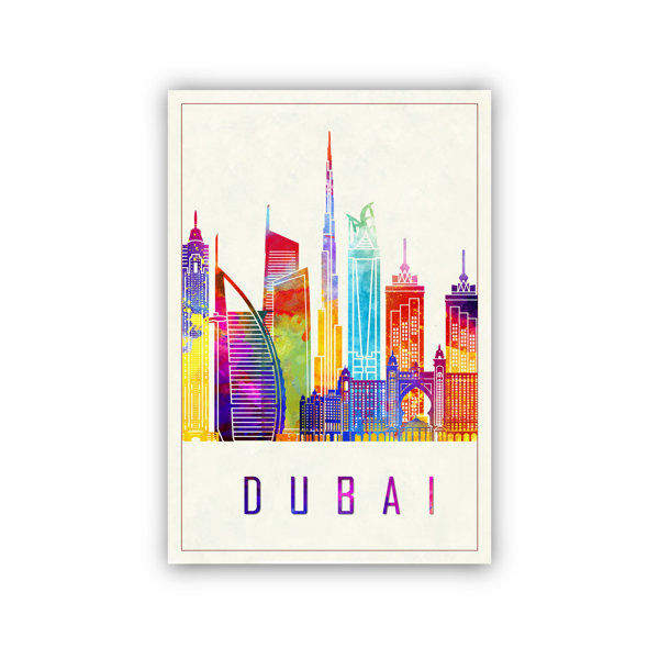 Latitude Run® Dubai Illustration World Cities UAE Travel Unframed
